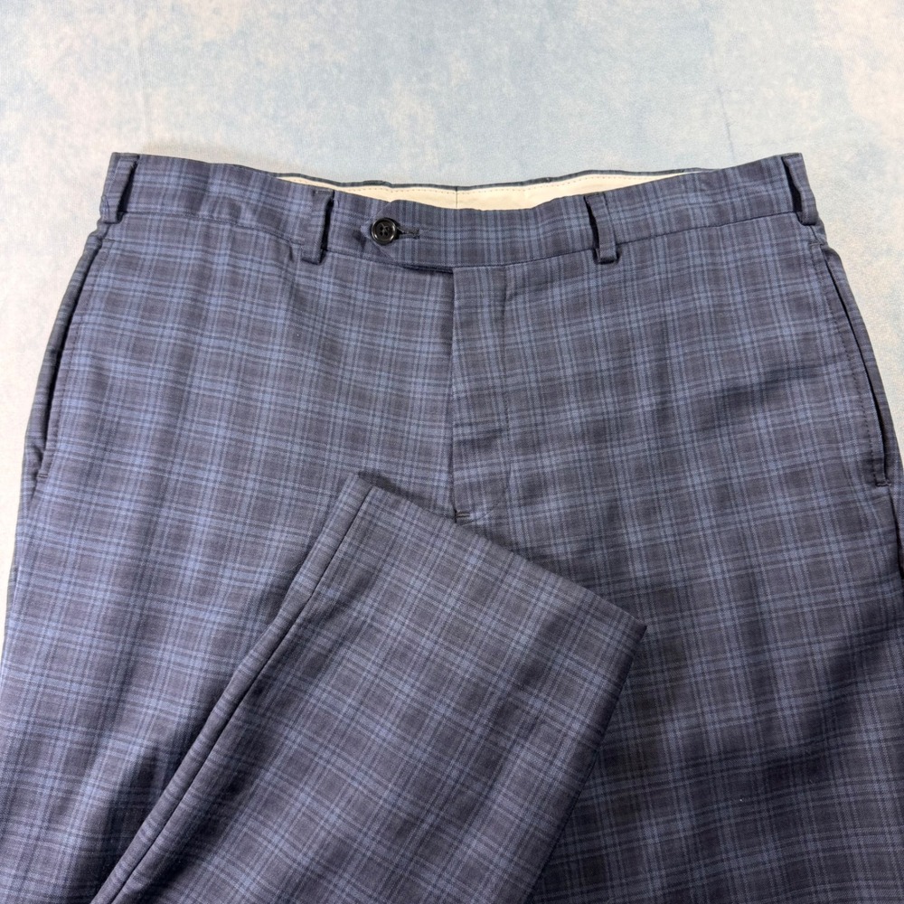 Brooks Brothers Dress Pants Mens 36x30 Blue Excellent Regent Fit Plaid Lambswool